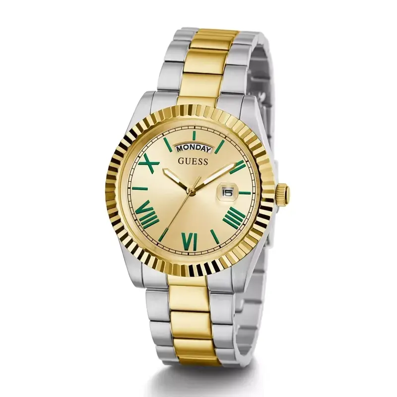 Guess Connoisseur Day-Date Champagne Dial Two-tone Men's Watch- GW0265G14